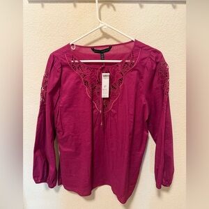 White House Black Market Fuchsia Lace Blouse
